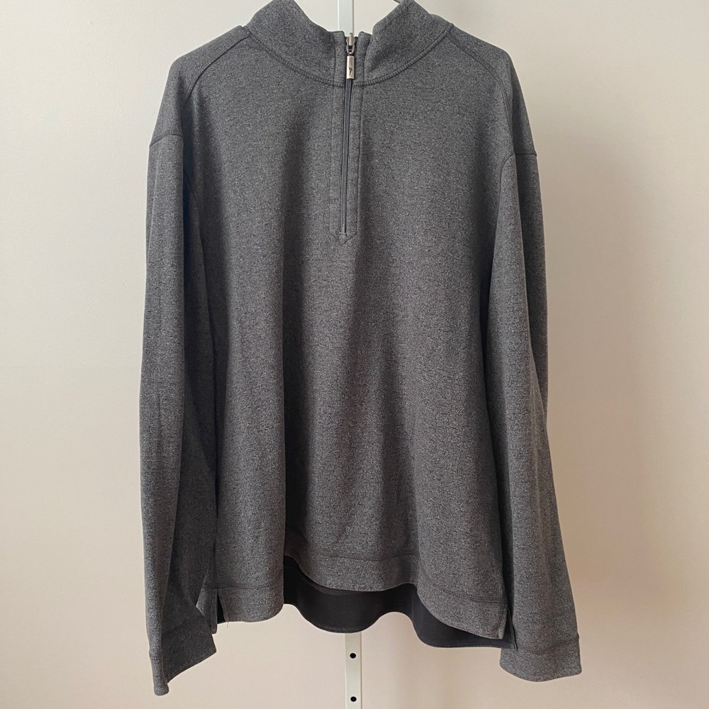 Tommy Bahama Mens Gray 1/4 Zip Pullover Sweater Long Sleeve Golf Casual Size L